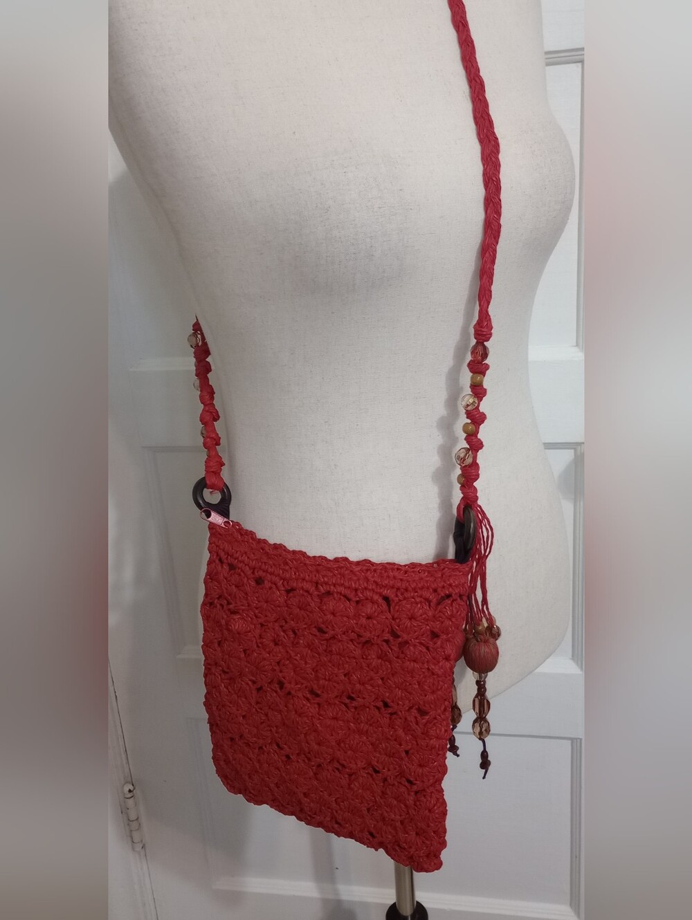 Charming Charlie Burgundy Crochet Crossbody Bag